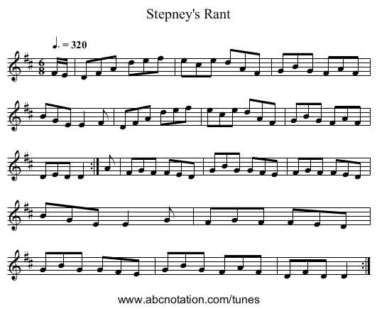 Stepney's Rant - staff notation