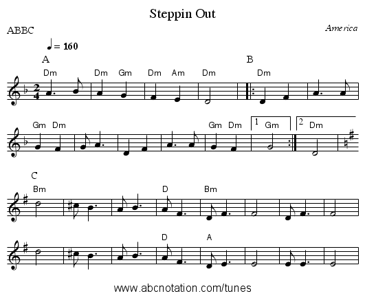 Steppin Out - staff notation