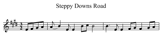 Steppy Downs Road - staff notation