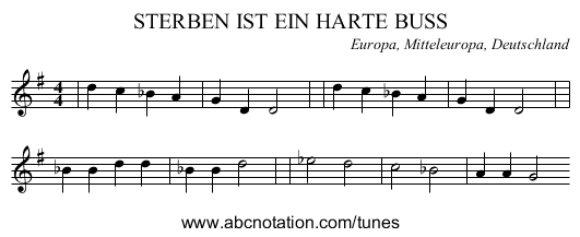 STERBEN IST EIN HARTE BUSS - staff notation