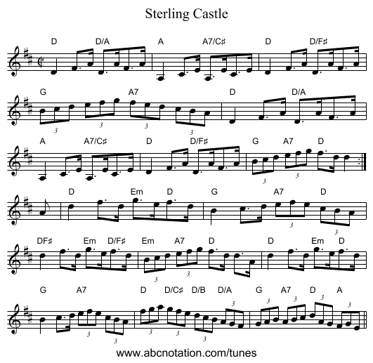 Sterling Castle - staff notation