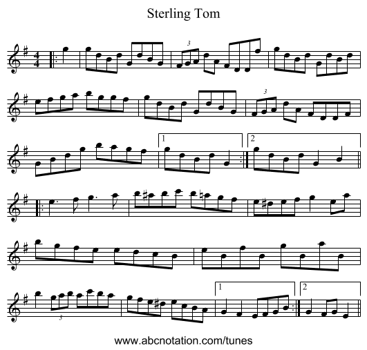 Sterling Tom - staff notation