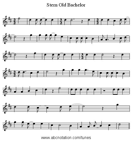 Stern Old Bachelor - staff notation