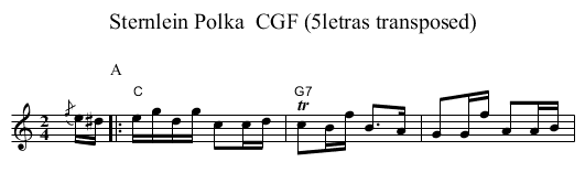 Sternlein Polka  CGF (5letras transposed) - staff notation