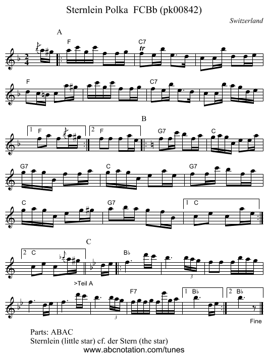 Sternlein Polka FCBb (pk00842) - staff notation