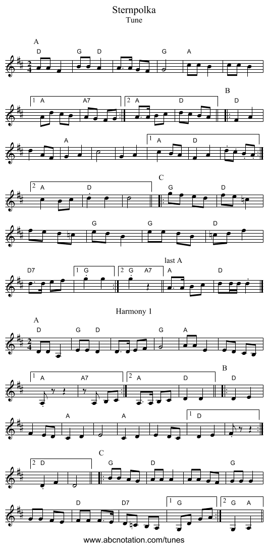 Sternpolka - staff notation