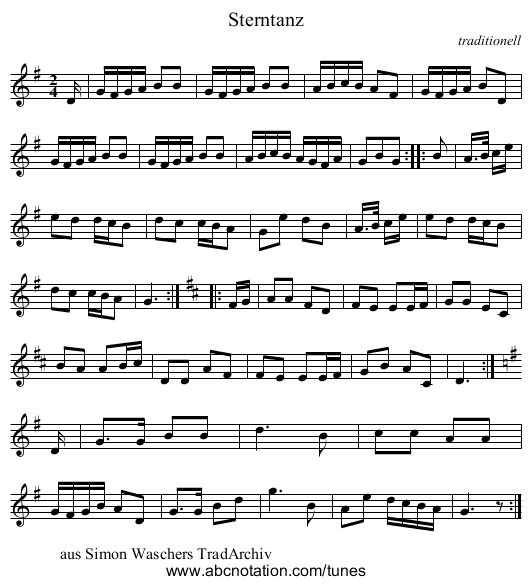 Sterntanz - staff notation