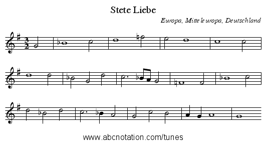 Stete Liebe - staff notation