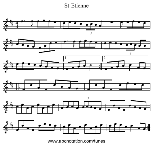 St-Etienne - staff notation