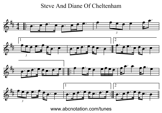 Steve And Diane Of Cheltenham - staff notation