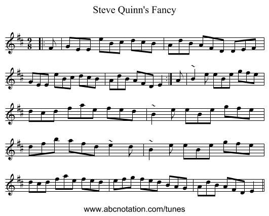 Steve Quinn's Fancy - staff notation