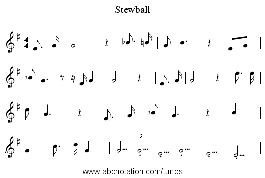 Stewball - staff notation
