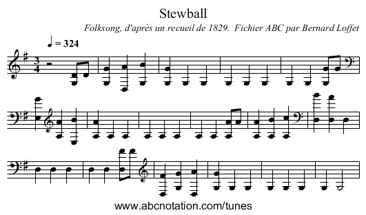 Stewball - staff notation