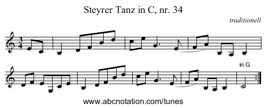 Steyrer Tanz in C, nr. 34 - staff notation