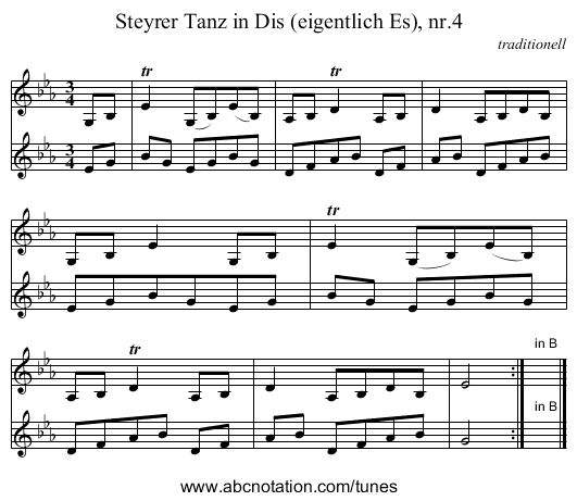 Steyrer Tanz in Dis (eigentlich Es), nr.4 - staff notation