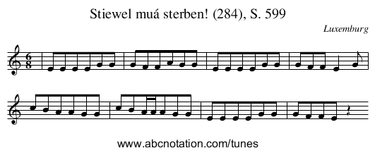 Stiewel muá sterben! (284), S. 599 - staff notation