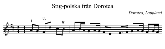 Stig-polska från Dorotea - staff notation