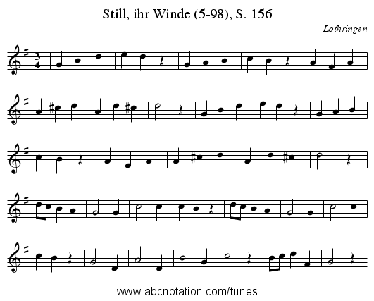 Still, ihr Winde (5-98), S. 156 - staff notation