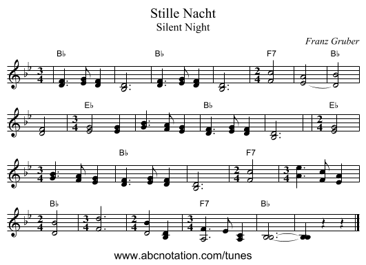 Stille Nacht - staff notation
