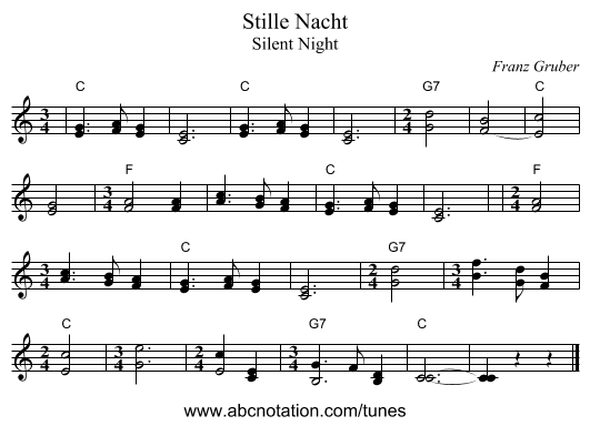 Stille Nacht - staff notation