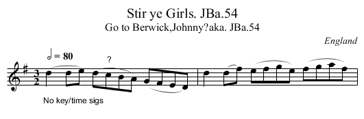 Stir ye Girls. JBa.54 - staff notation