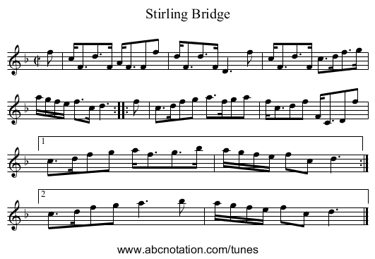 Stirling Bridge - staff notation