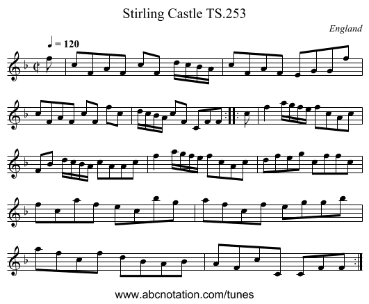 Stirling Castle TS.253 - staff notation