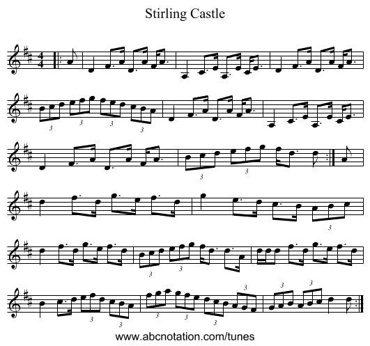 Stirling Castle - staff notation