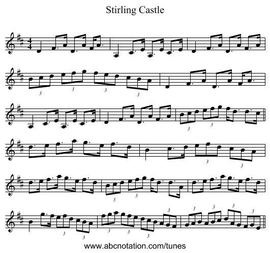 Stirling Castle - staff notation