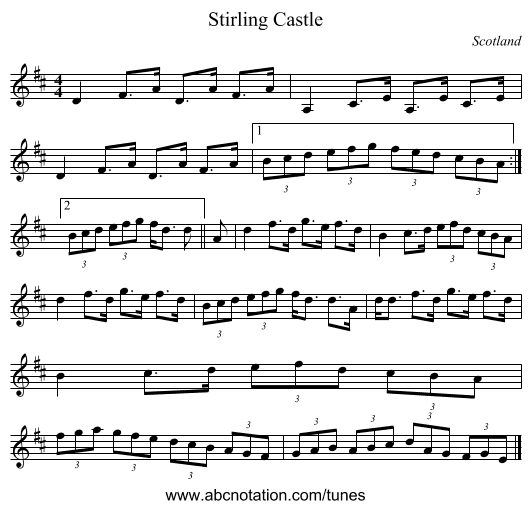 Stirling Castle - staff notation