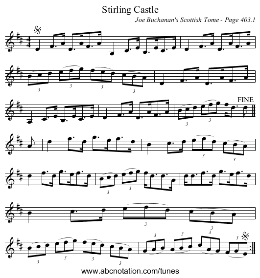 Stirling Castle - staff notation