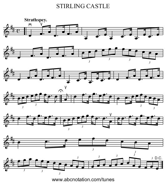 STIRLING CASTLE - staff notation