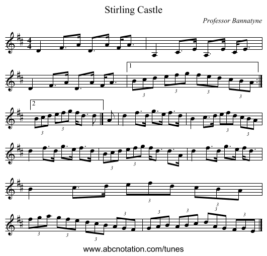 Stirling Castle - staff notation