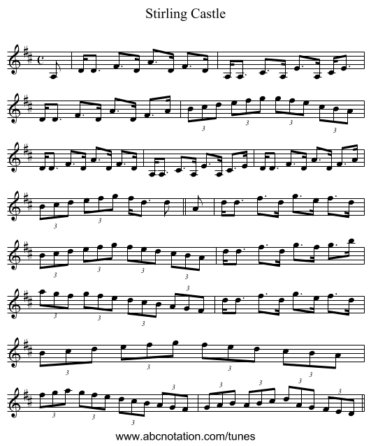 Stirling Castle - staff notation