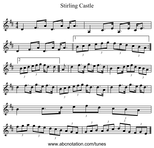 Stirling Castle - staff notation