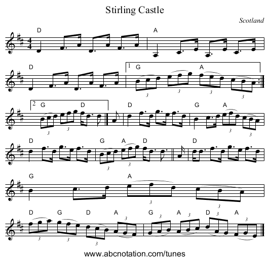 Stirling Castle - staff notation