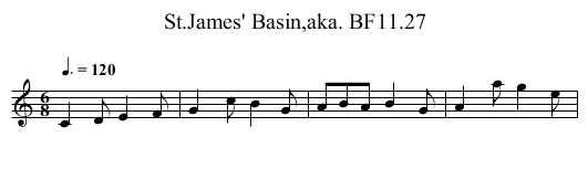 St.James' Basin,aka. BF11.27 - staff notation