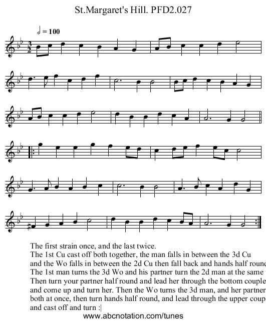 St.Margaret's Hill. PFD2.027 - staff notation