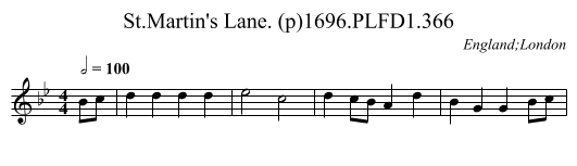 St.Martin's Lane. (p)1696.PLFD1.366 - staff notation