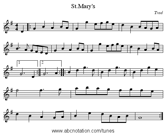 St.Mary's - staff notation