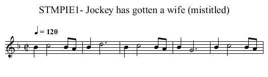 STMPIE1- Jockey has gotten a wife (mistitled) - staff notation