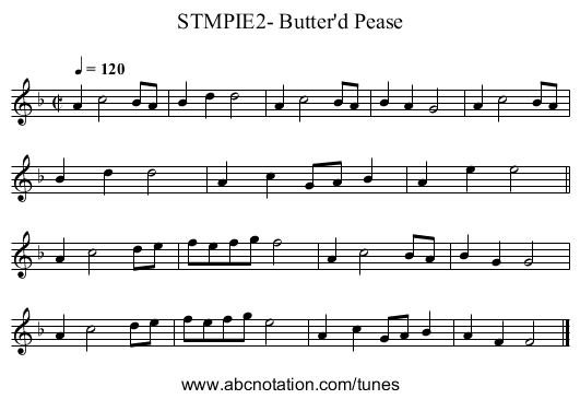 STMPIE2- Butter'd Pease - staff notation