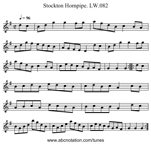 Stockton Hornpipe. LW.082 - staff notation
