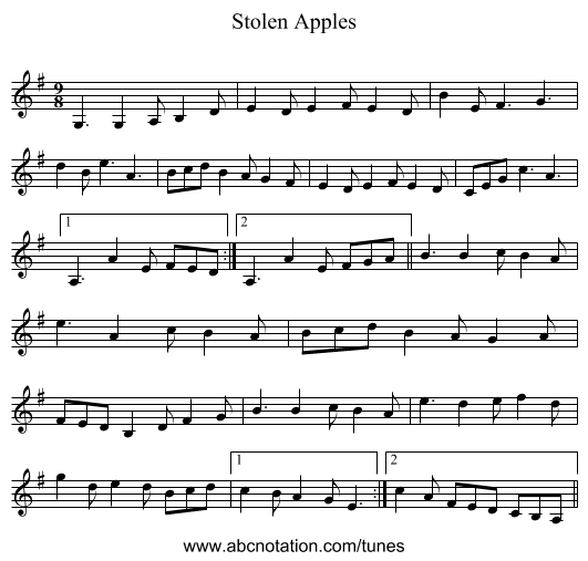 Stolen Apples - staff notation