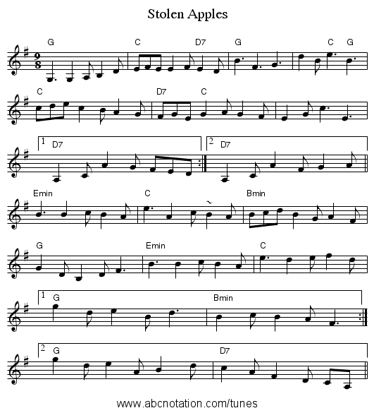 Stolen Apples - staff notation