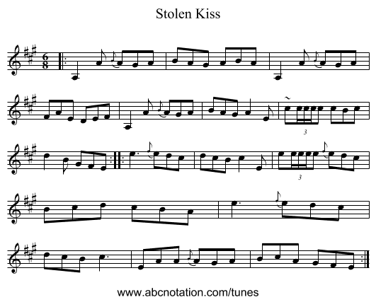Stolen Kiss - staff notation