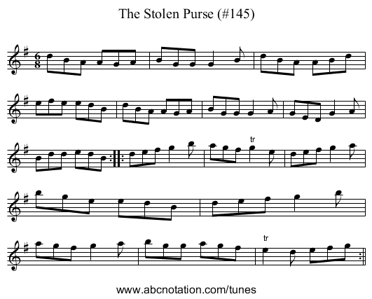Stolen Purse (#145), The - staff notation