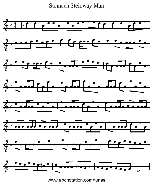 Stomach Steinway Man - staff notation