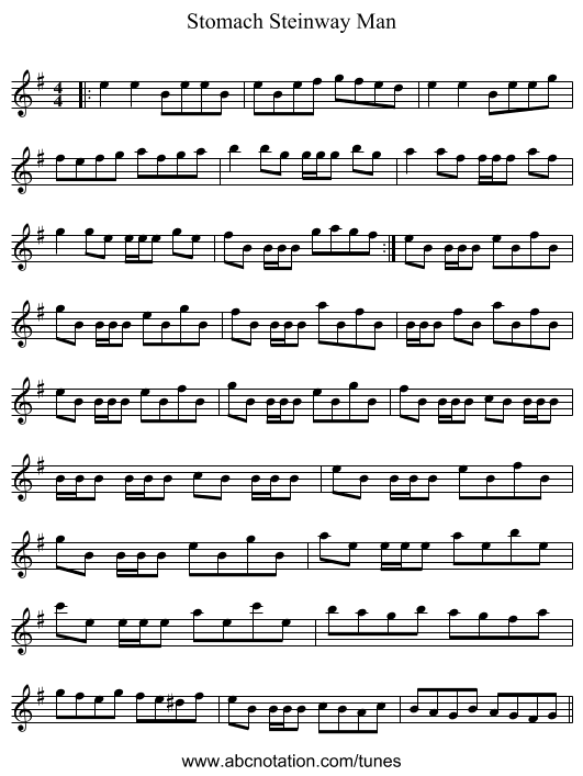 Stomach Steinway Man - staff notation