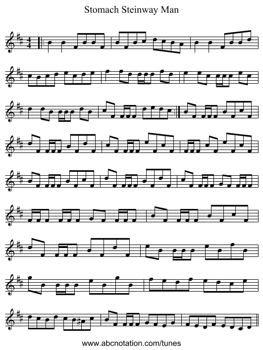 Stomach Steinway Man - staff notation
